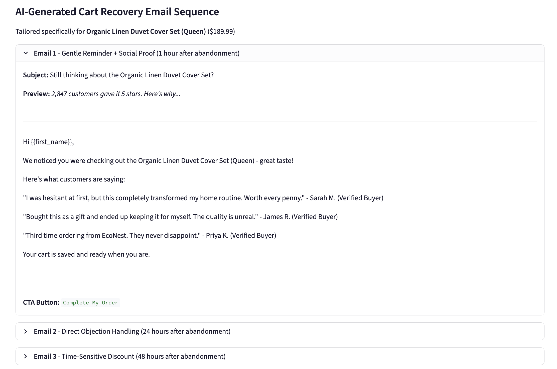 Cart Recovery Demo 3